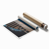 Extra large rolled print of New York City featuring the Chrysler Building in muted gray and blue tones.
