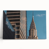 Black and white stretched canvas of the Chrysler Building, ideal for kitchen wall art or bedroom ambiance.