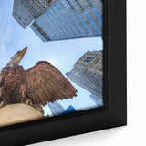 Extra large framed canvas depicting a black and colorful textured depiction of NYC's Grand Central.