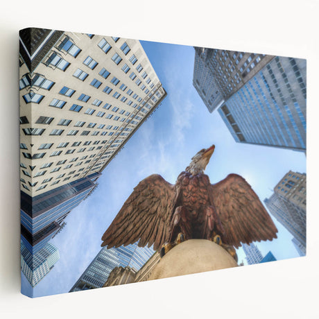 Large art print of New York City's Grand Central Station in muted gray tones on stretched canvas.