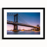 Extra large abstract art print of Manhattan Bridge in vibrant colors on textured canvas, ideal for living room decor.