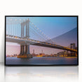Large abstract wall art of Manhattan Bridge in muted gray tones on framed acrylic, ideal for modern art wall decor.