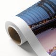 Art Deco poster of Manhattan Bridge in muted gray tones on rolled canvas, ideal for nursery wall art.