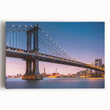 Black and white photo of the Manhattan Bridge on stretched canvas, ideal for kitchen wall art.