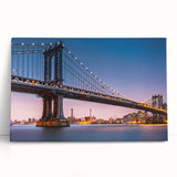 Black and white photo of the Manhattan Bridge on stretched canvas, ideal for kitchen wall art or bedroom ambiance.