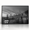 Large abstract wall art of Manhattan skyline in black and gray tones on a framed acrylic, suitable for modern art wall decor.