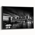 Black and white wall art of the Manhattan skyline, framed canvas, ideal for bedroom decor.