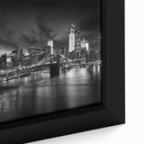 Extra large black wall art featuring a textured Manhattan skyline in colorful hues, ideal for living room decor.