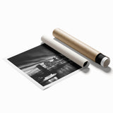 Extra large rolled print of Manhattan skyline with floral elements in muted colors.