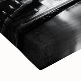 Large art of Manhattan skyline in black and white on stretched canvas, suitable for bedroom wall.