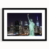 Abstract art print of the Statue of Liberty in vibrant, colorful hues on a large textured canvas.