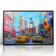 Large abstract wall art of NYC Times Square in black and white tones, acrylic print, framed.