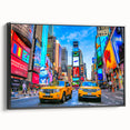 Black and white framed canvas of Times Square, ideal for bedroom wall art with a vintage poster style.