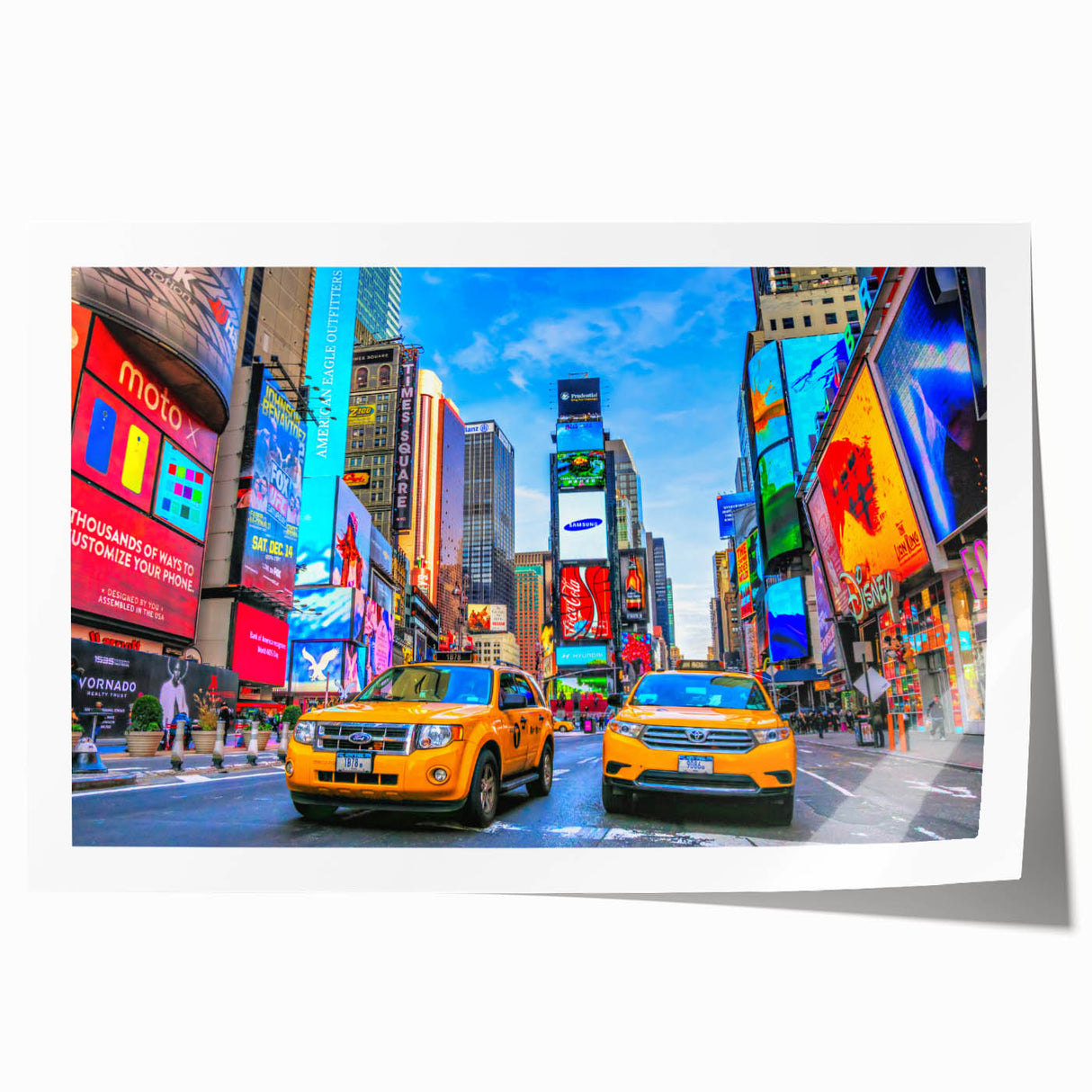 Extra large rolled print of Times Square with vibrant colors, ideal for art wall dining room.