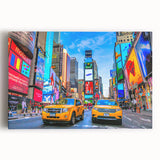 Black and white large art of Times Square on stretched canvas, suitable for kitchen wall decor.