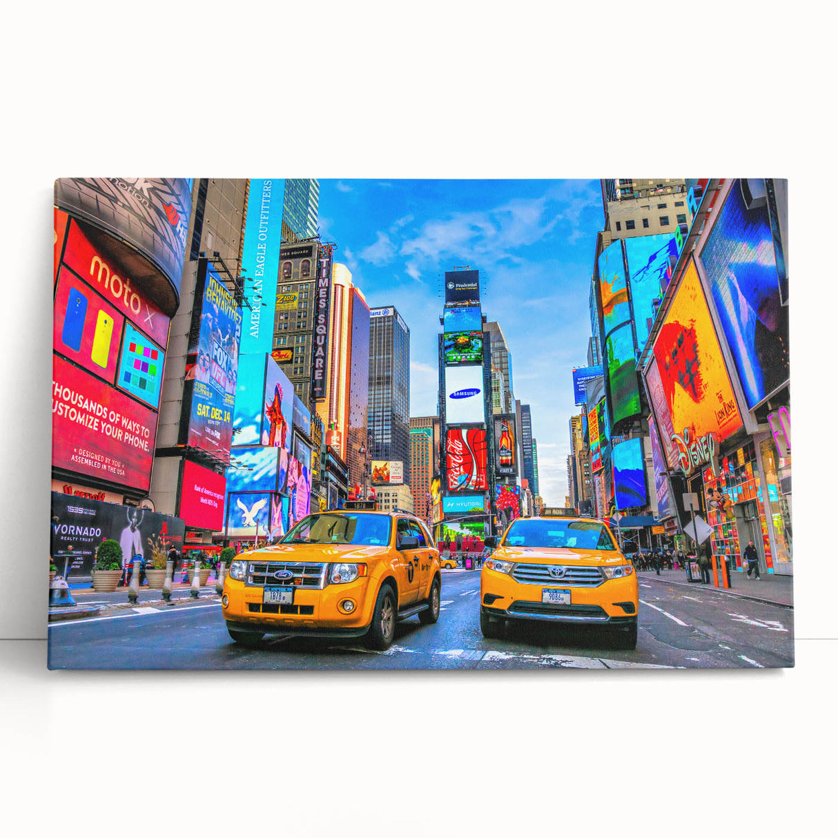 Black and white large art of Times Square on stretched canvas, suitable for kitchen or bedroom wall decor.