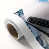 Art deco poster of NYC skyline with muted gray tones on rolled canvas, ideal for nursery wall art.