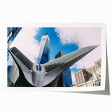 Extra large rolled print of New York City skyline featuring the Trade Center, in monochrome tones.