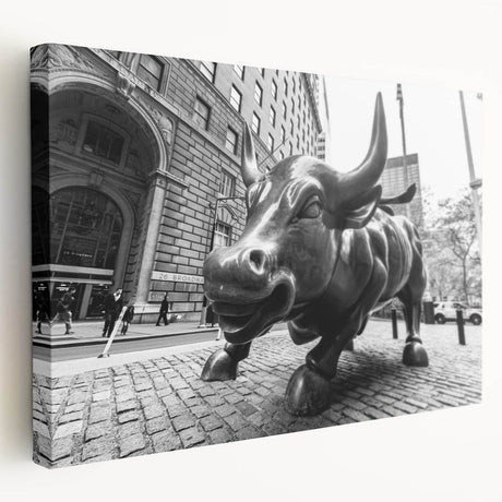 Large canvas print of Wall Street in muted gray and green tones, suitable for kitchen wall art.
