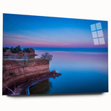 Large abstract wall art depicting Oklahoma scenery in muted earth tones on acrylic glass.