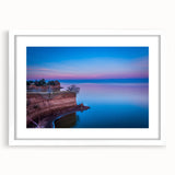 Abstract art print of Oklahoma scenery in muted earth tones on a white-framed canvas, suitable for dining room decor.