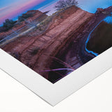 Art deco poster depicting the Oklahoma skyline in muted earth tones on rolled canvas, suitable for dining room decor.