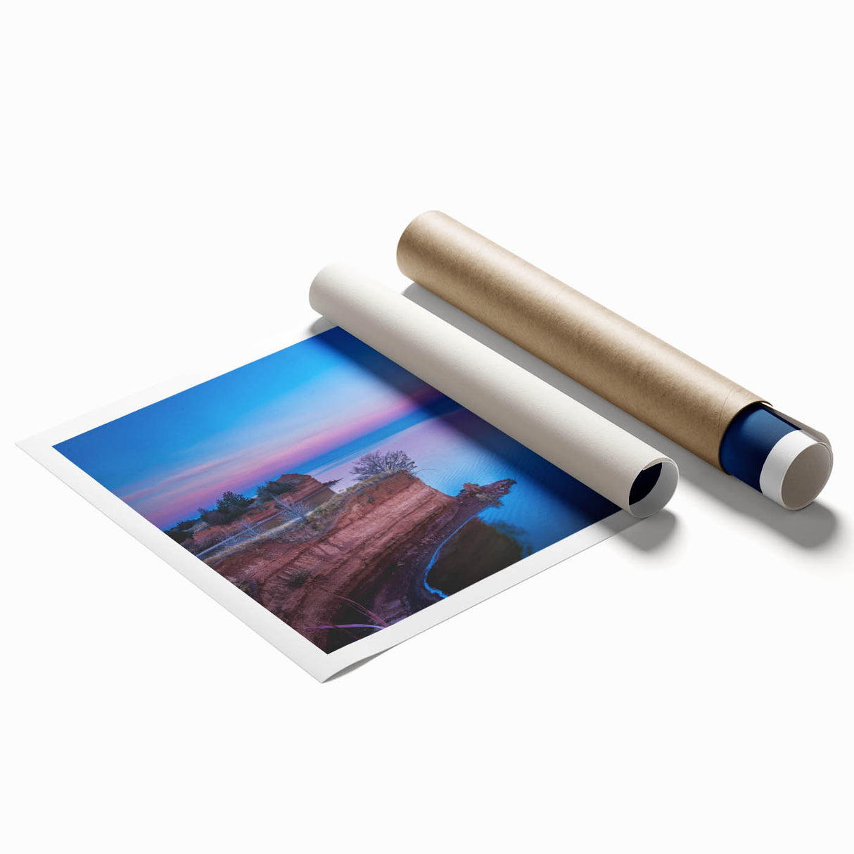 Extra large rolled print of Oklahoma scenery with vibrant floral elements, ideal for classy bathroom wall art.