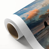 Art deco poster of Oregon's Cannon Beach with soft pastel colors on rolled canvas, ideal for nursery wall art.