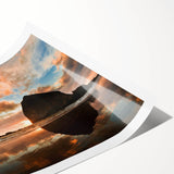 Extra large wall art of Cannon Beach in Oregon, featuring muted earth tones on a rolled canvas.