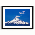 Extra large abstract art print of Mount Hood in Oregon, featuring vibrant, textured colors on a black framed canvas.