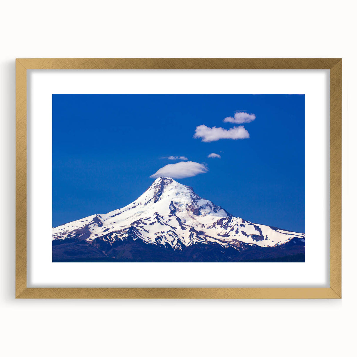 Extra large wall art featuring a textured abstract print of Mount Hood, Oregon in muted earth tones on a framed canvas.