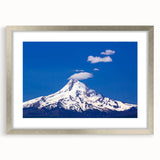 Textured art of Mount Hood in muted earth tones on a framed canvas, suitable for bedroom decor.
