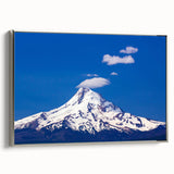 Framed canvas of Mount Hood in Oregon, featuring a vintage-style landscape with muted earth tones.