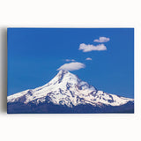 Black and white image of Mount Hood, Oregon on stretched canvas, ideal for kitchen wall art.