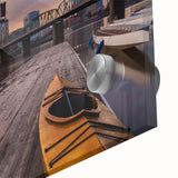 Large abstract wall art featuring Portland, Oregon scenery in mid-century modernist style on acrylic glass.