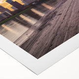 Art Deco poster featuring a vibrant Portland, Oregon skyline on rolled canvas, ideal for dining room wall art.