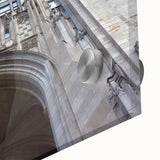 Large abstract depiction of Pittsburgh skyline in muted blue and gray on acrylic glass, suitable for dining room art.