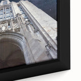 Textured black wall art featuring a colorful Pittsburgh skyline on a framed canvas, ideal for living room decor.