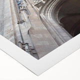 Art deco poster of Pittsburgh skyline in monochrome tones on rolled canvas, suitable for dining room wall art.