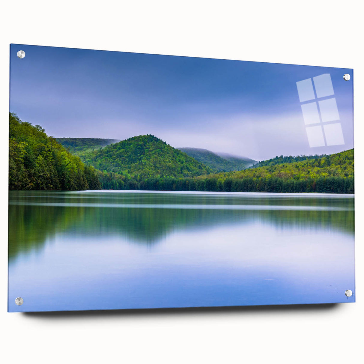 Acrylic print of a large abstract depiction of Pennsylvania scenery in earthy tones.