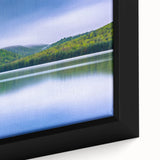 Close-up of a textured, extra-large framed canvas depicting colorful Pennsylvania scenery, ideal for living room decor.