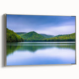 Landscape art painting of Pennsylvania scenery on a framed canvas, featuring muted earth tones and a vintage poster style.