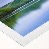 Art deco poster featuring a stylized Pennsylvania landscape in cool blues and greens on rolled canvas.