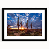 Abstract art print of Phoenix valley in vibrant, colorful hues on a large, framed canvas, ideal for living room decor.