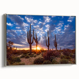 Framed canvas landscape art painting depicting the Phoenix valley in vibrant colors, ideal for living room decor.