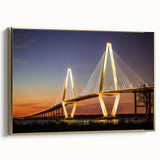 Framed canvas landscape art of Charleston with muted gold and black tones, ideal for bedroom wall decor.