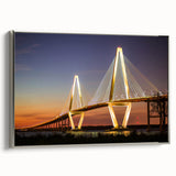 Framed canvas of Charleston landscape art painting featuring colorful vintage poster art on a black background.
