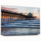 Acrylic print of a large abstract wall art depicting South Carolina scenery, in soft blue and green tones.