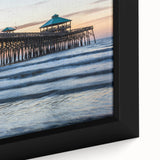Extra large framed canvas of a textured South Carolina scenery in black with colorful art accents.