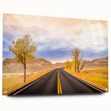 Acrylic print of the South Dakota Badlands in muted earth tones, suitable for bedroom or dining room decor.